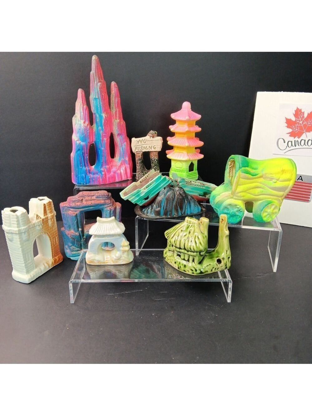 Aquarium Decor Lot Of 9pcs Fish Decor Hiding Plant Holders